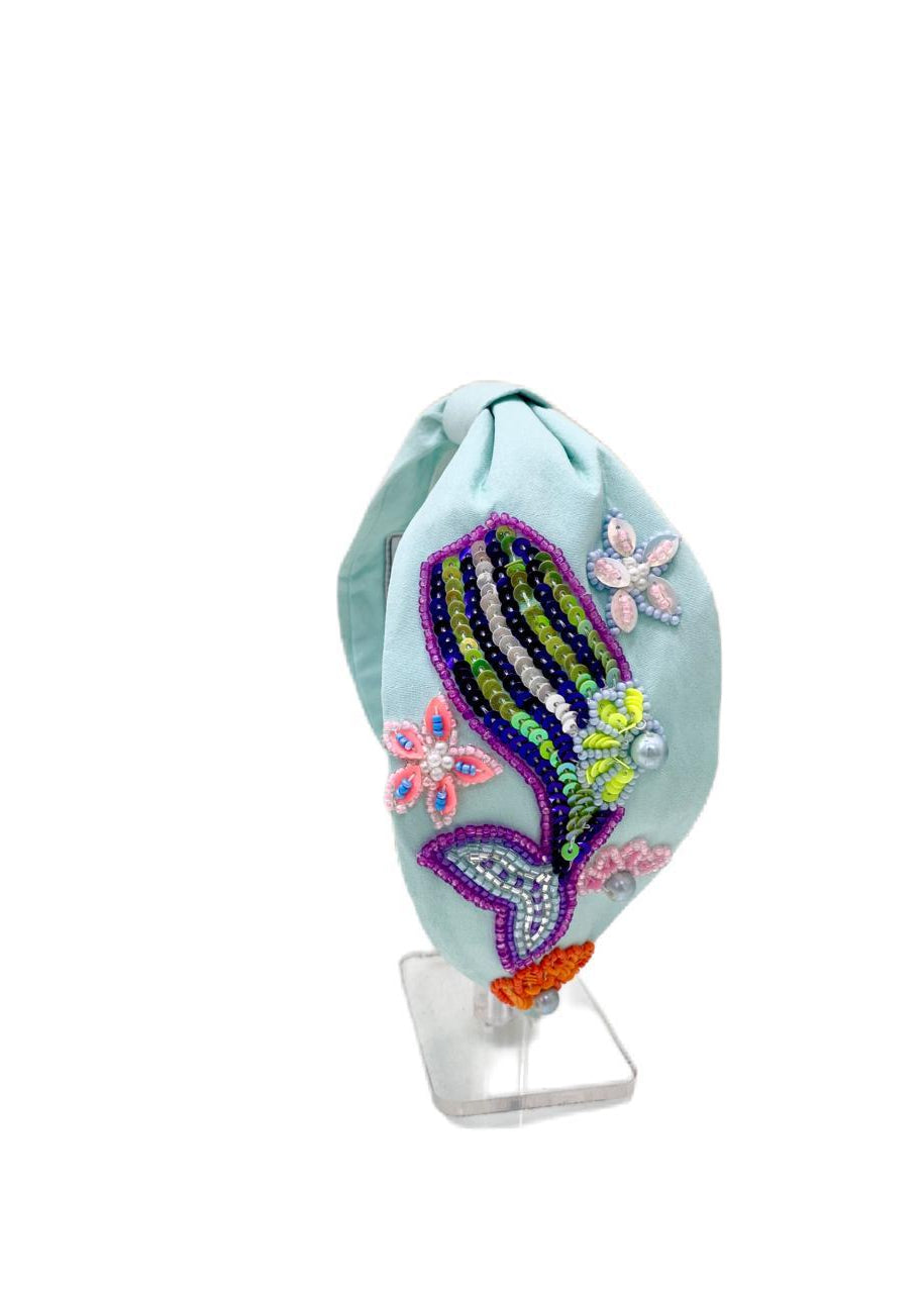 Blue Fish Handmade Embroidered Hairband
