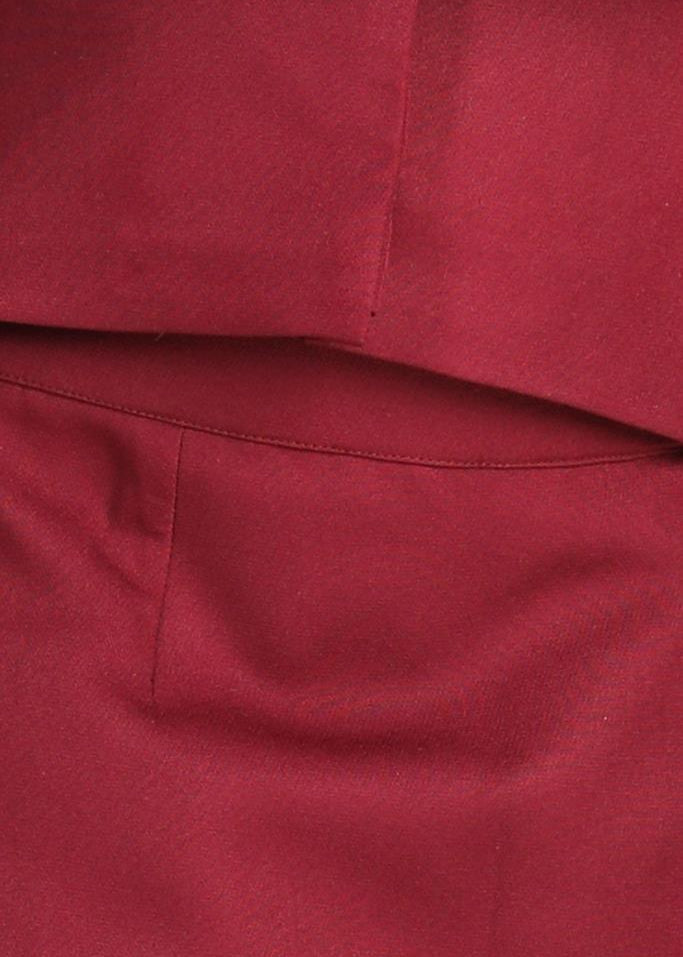 Burgandy Imported Crepe With Ruffles On Neck And Cuff Co-ord Set