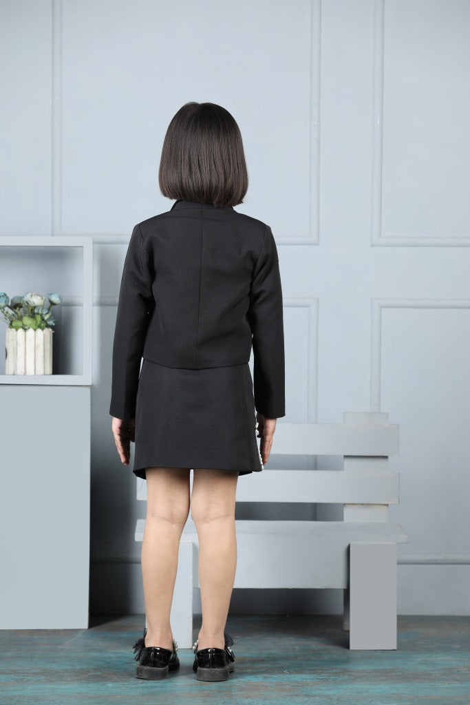 Black Imported Crepe With Bow Detailing Co-ord Set