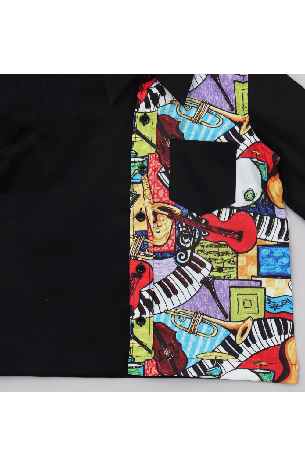Black Music Instrument Printed Full Sleeves Shirt
