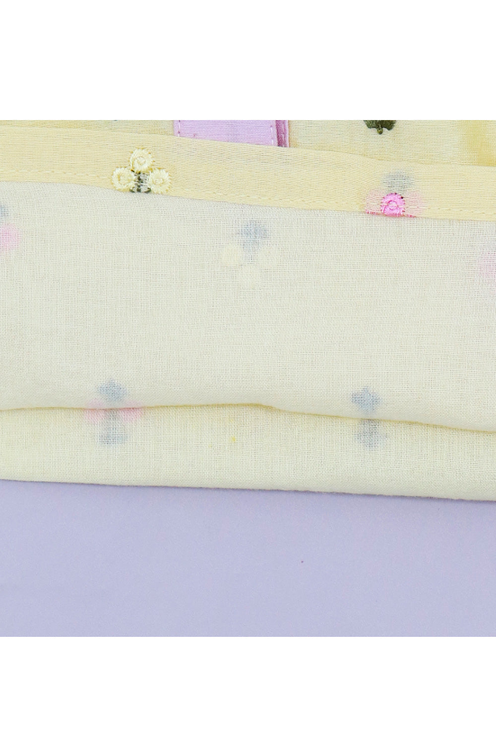 Yellow Floral Embroidered Chanderi Top With Pant Set