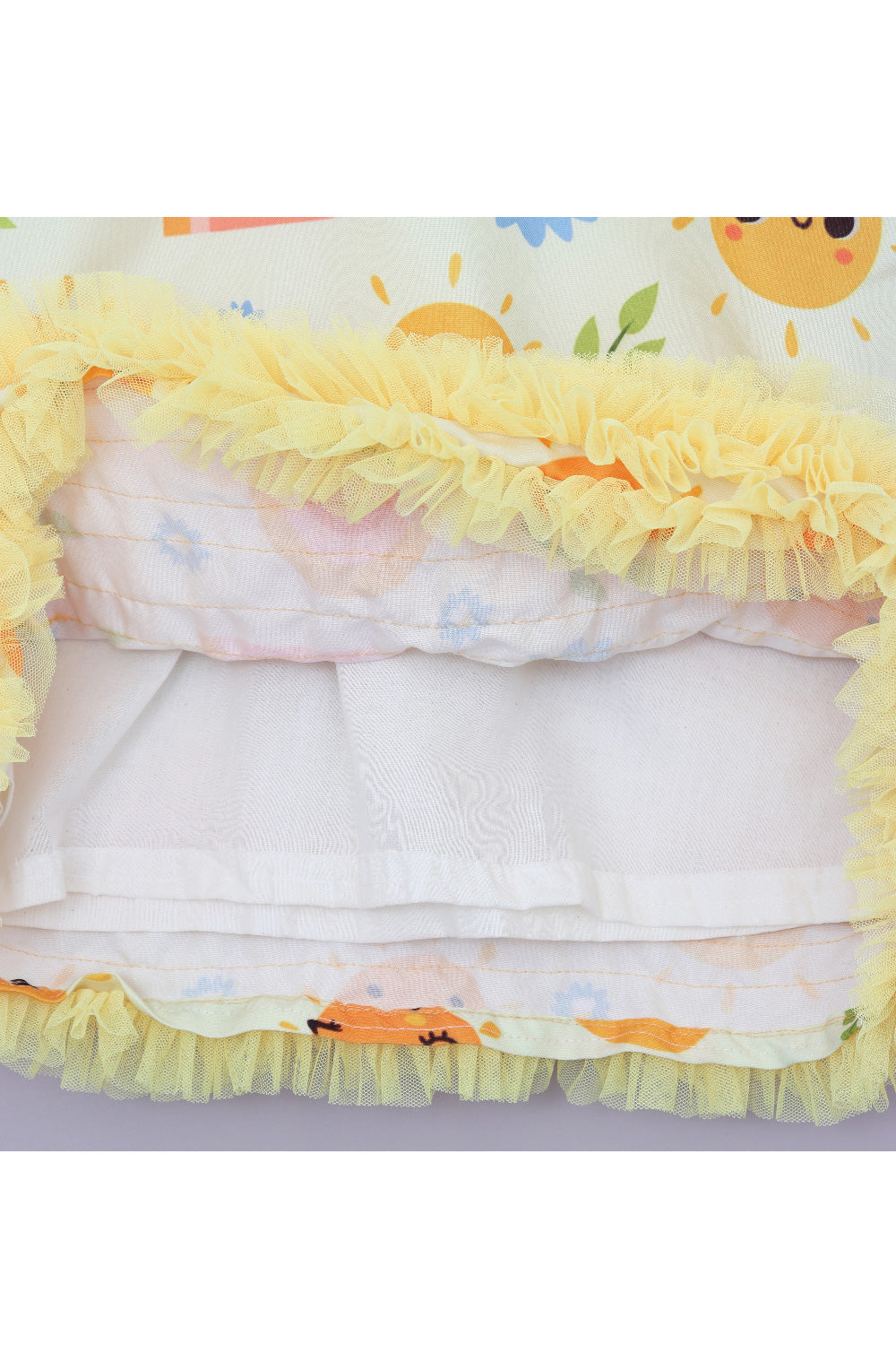 Yellow Sun And Rainbow Frill Sleeveless Dress