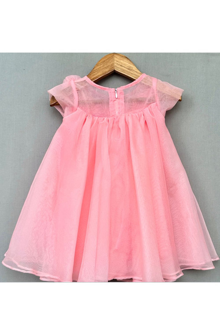Pink Rosy Floral Embellished Whirl A-Line Dress