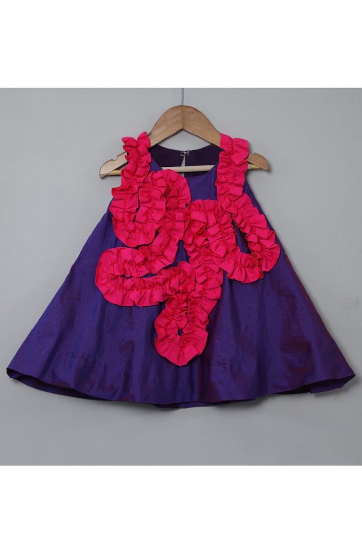 Purple And Pink Ruffle Silk Dress