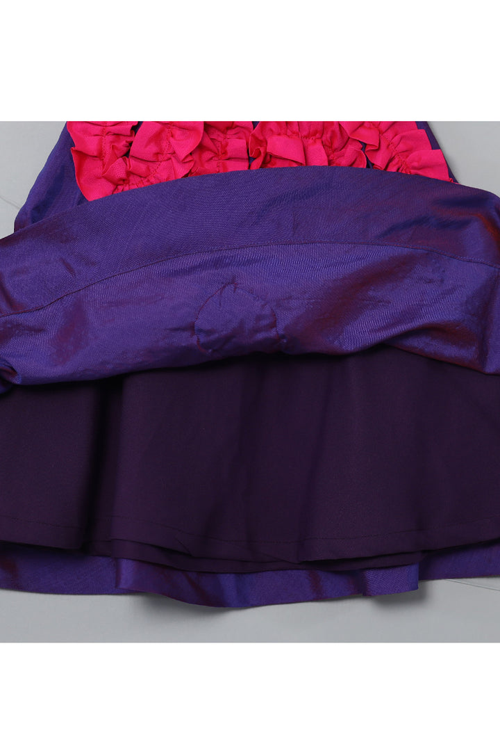 Purple And Pink Ruffle Silk Dress