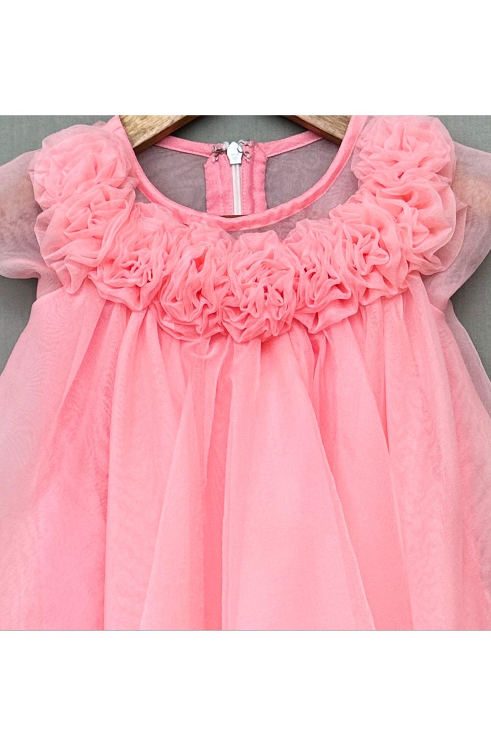 Pink Rosy Floral Embellished Whirl A-Line Dress