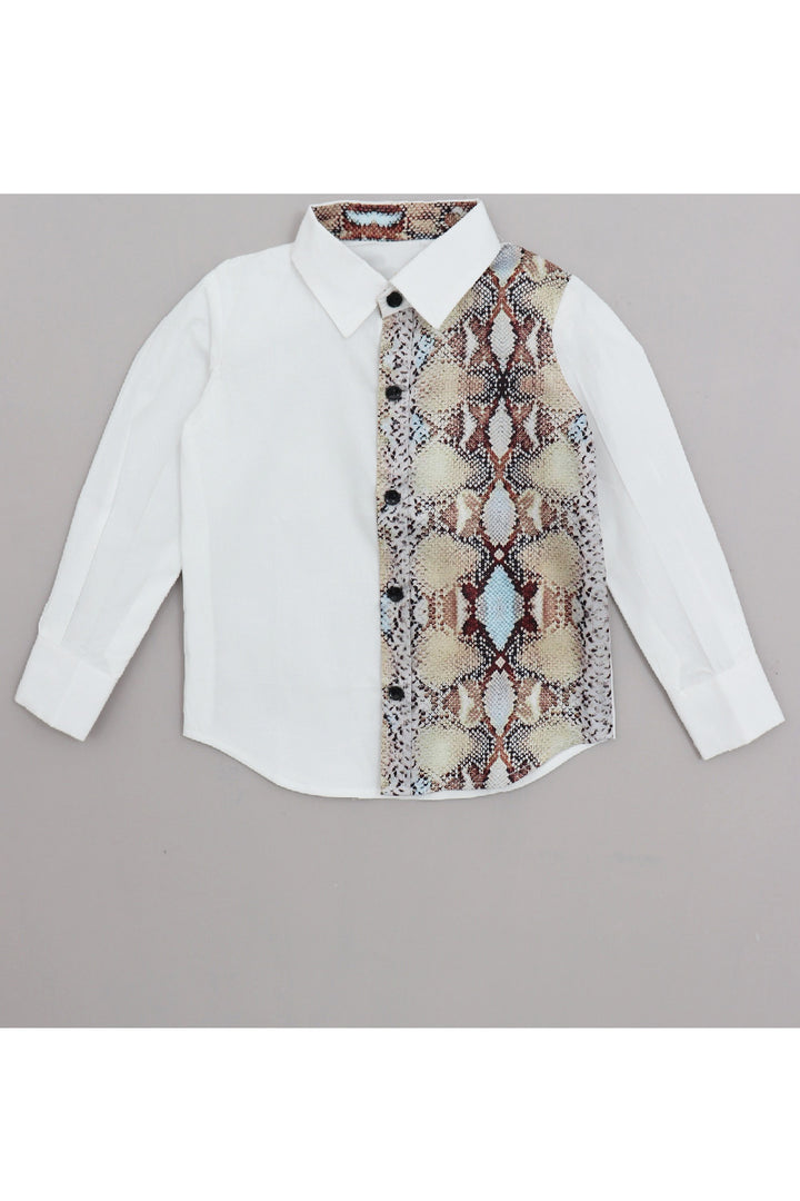 White Snake Printed Full Sleeves Shirt