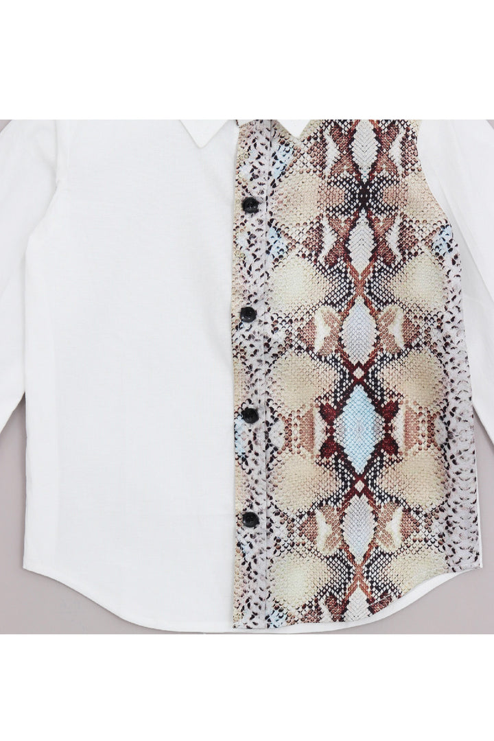 White Snake Printed Full Sleeves Shirt