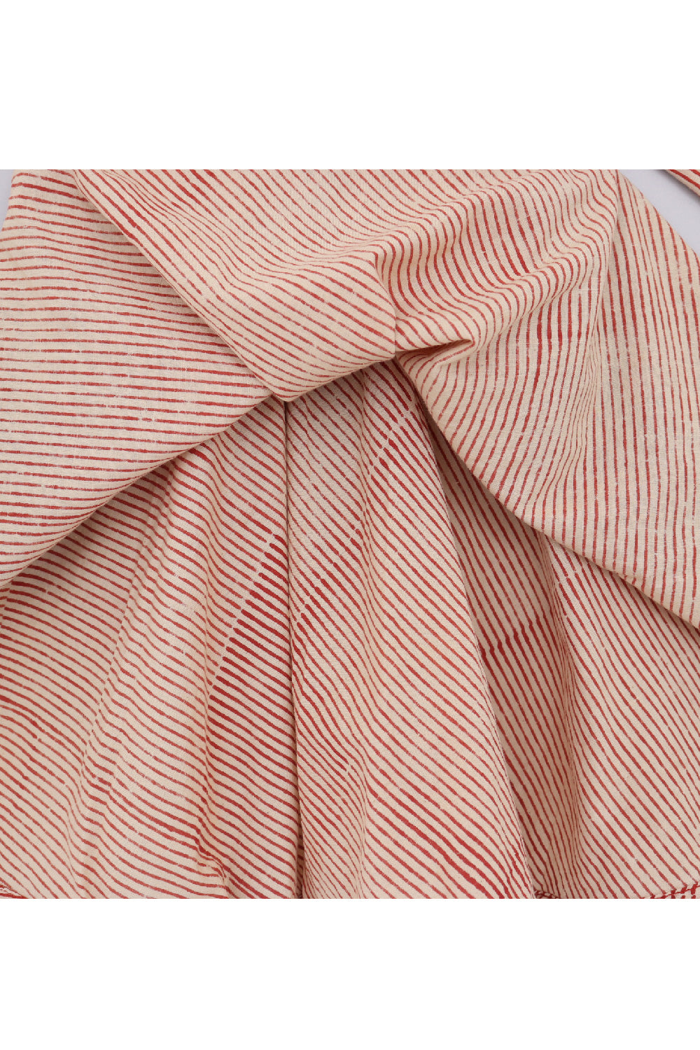 Maroon Stripes Printed Cotton Dress With Hand Block Printed Attached Jacket Set