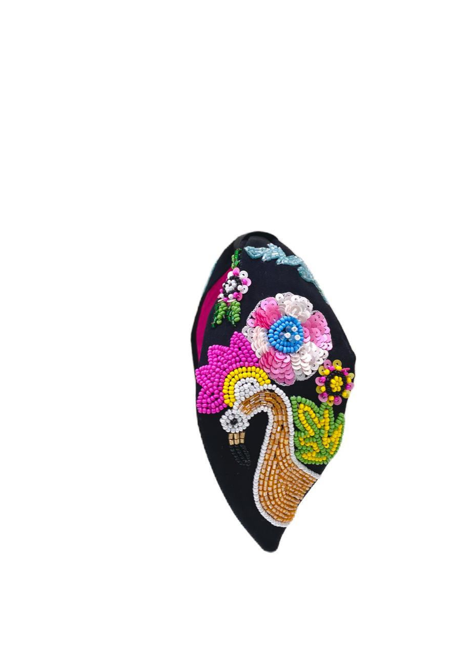 Black Handmade Embroidered Hairband