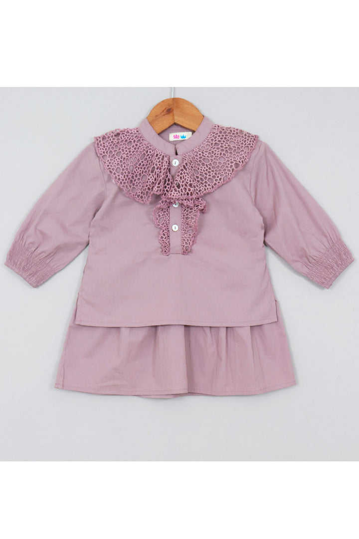 Purple Embroidered Layered Cotton Dress