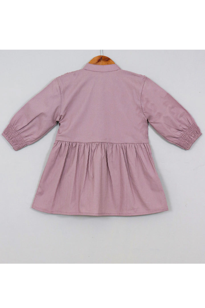 Purple Embroidered Layered Cotton Dress