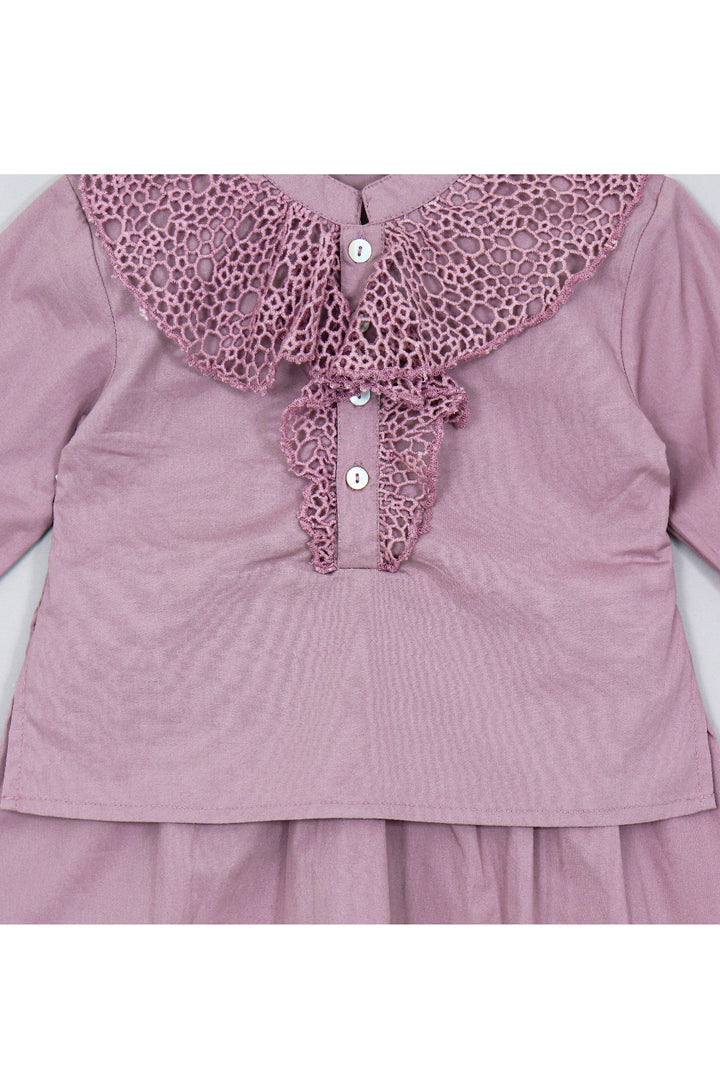 Purple Embroidered Layered Cotton Dress