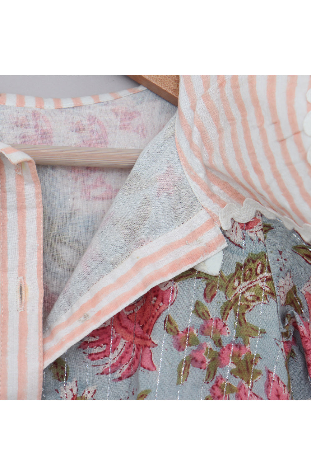 Blue And Pink Floral Printed Pure Cotton Onesize