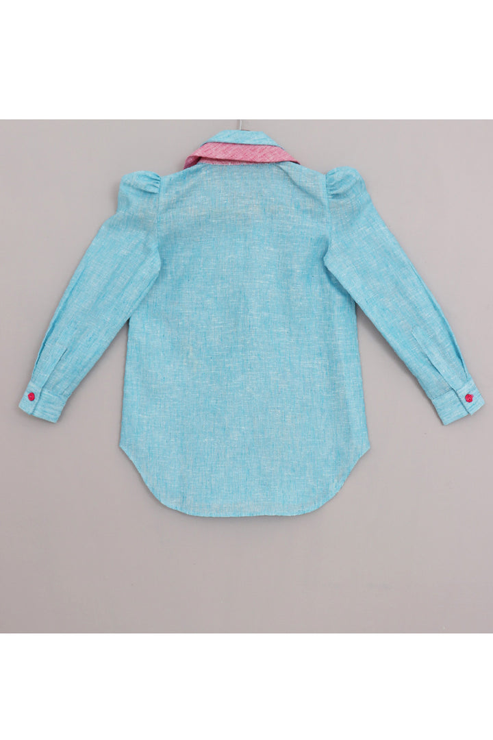 Blue Ice Cream Detailing Peter Pan Collar Dress