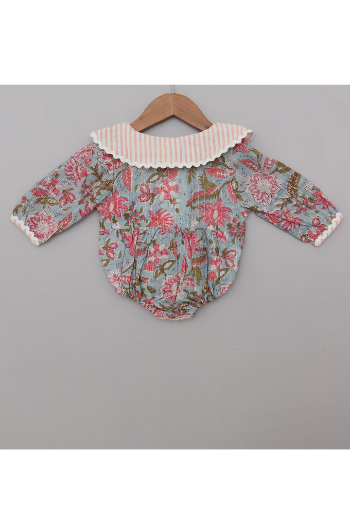 Blue And Pink Floral Printed Pure Cotton Onesize