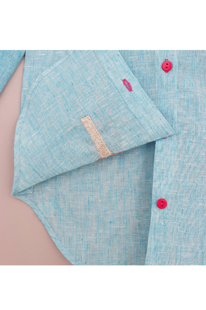 Blue Ice Cream Detailing Peter Pan Collar Dress