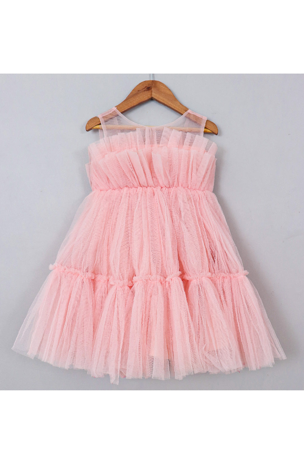 Peach Net Sleeveless Dress