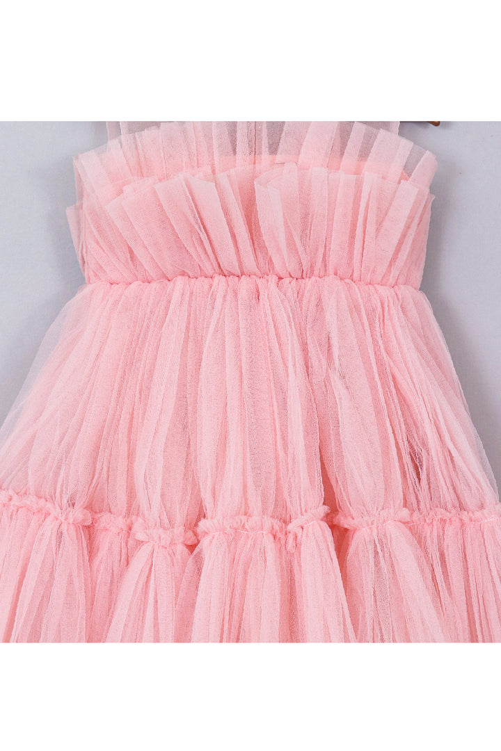 Peach Net Sleeveless Dress