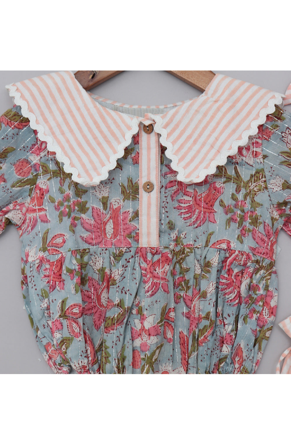 Blue And Pink Floral Printed Pure Cotton Onesize