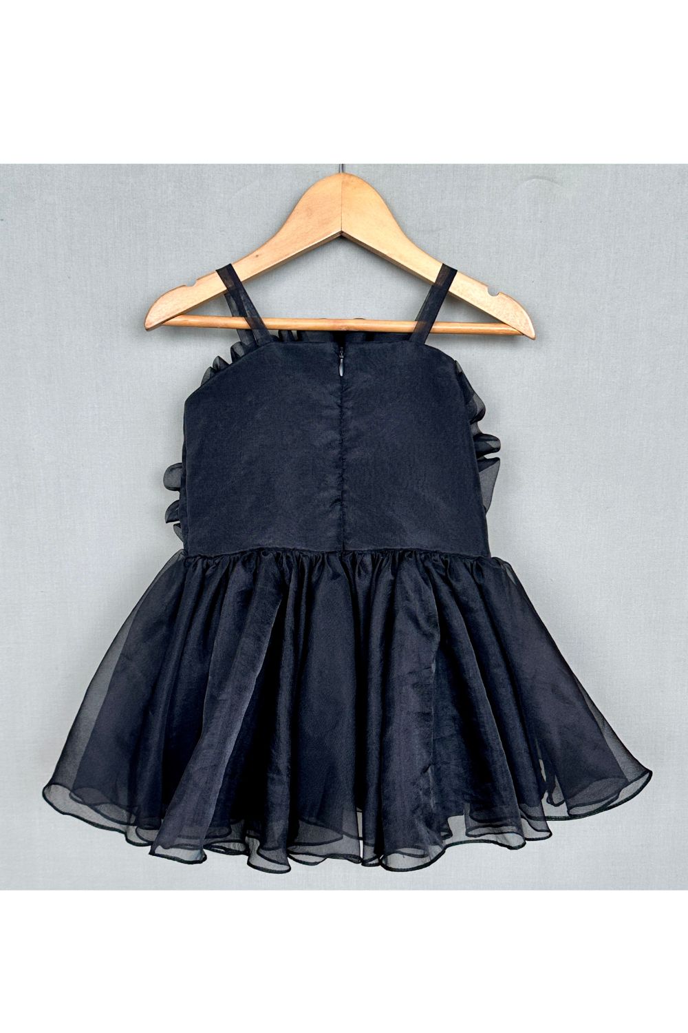 Black Blossom Ruffle Tulle Sleeveless Dress