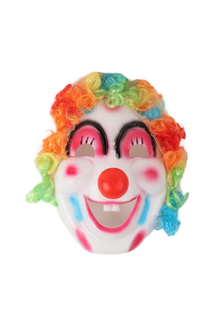Multicolor Holi Theme Colorful Face Protection Mask With Attached Hair