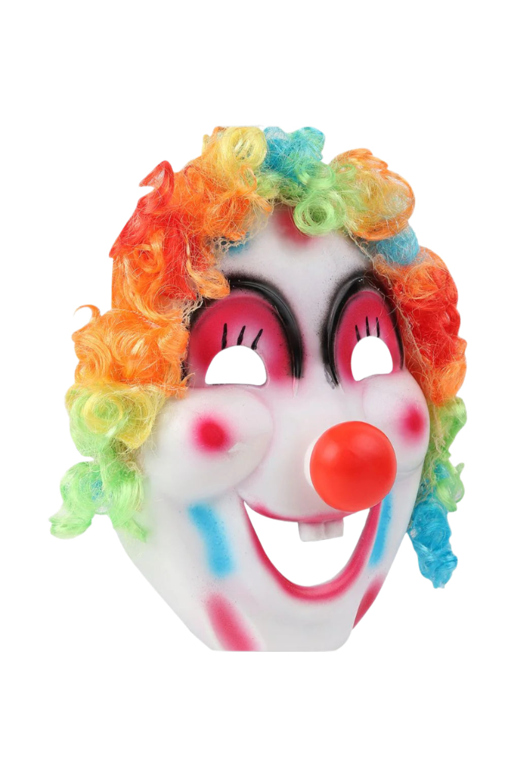 Multicolor Holi Theme Colorful Face Protection Mask With Attached Hair