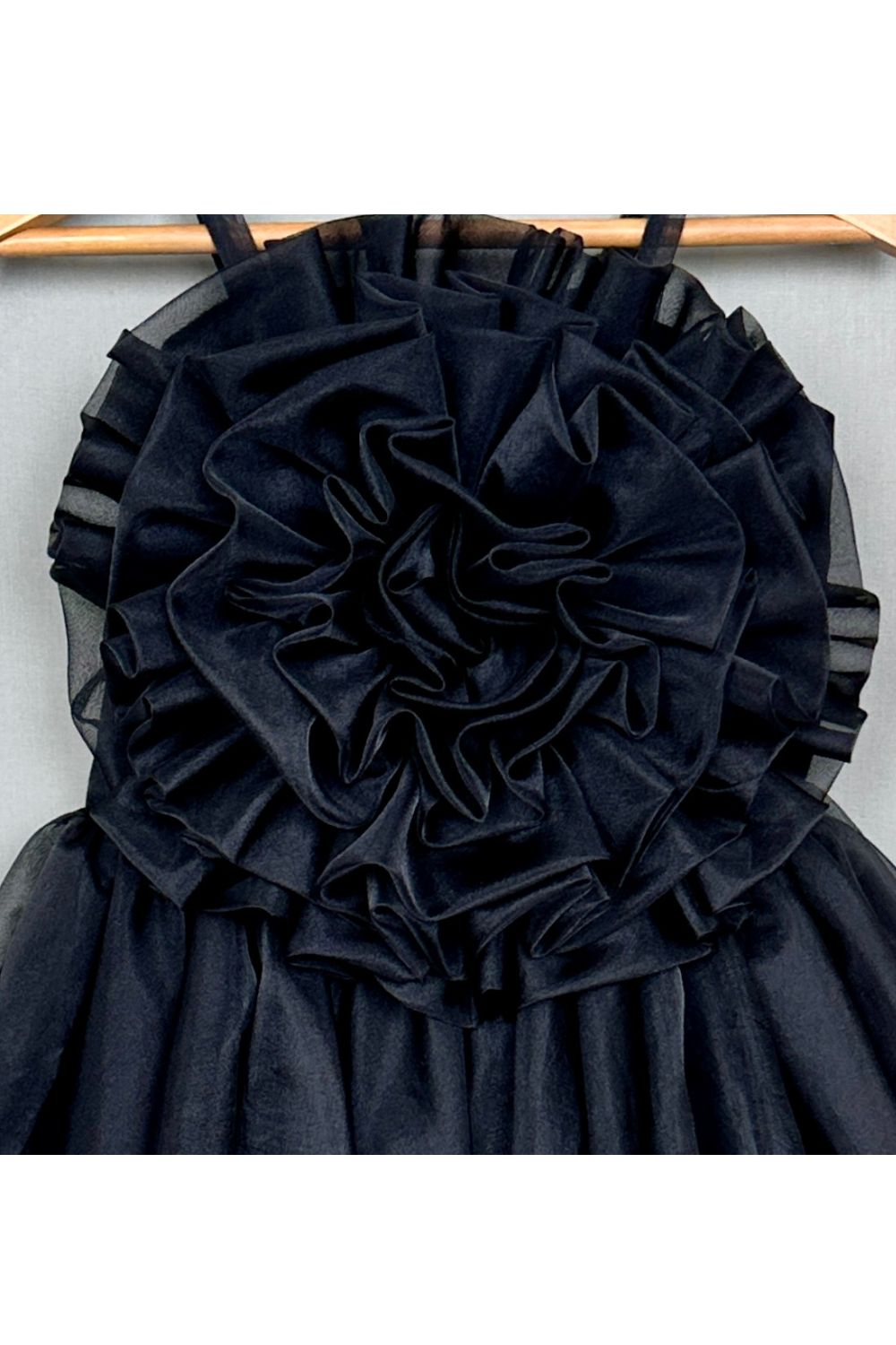 Black Blossom Ruffle Tulle Sleeveless Dress