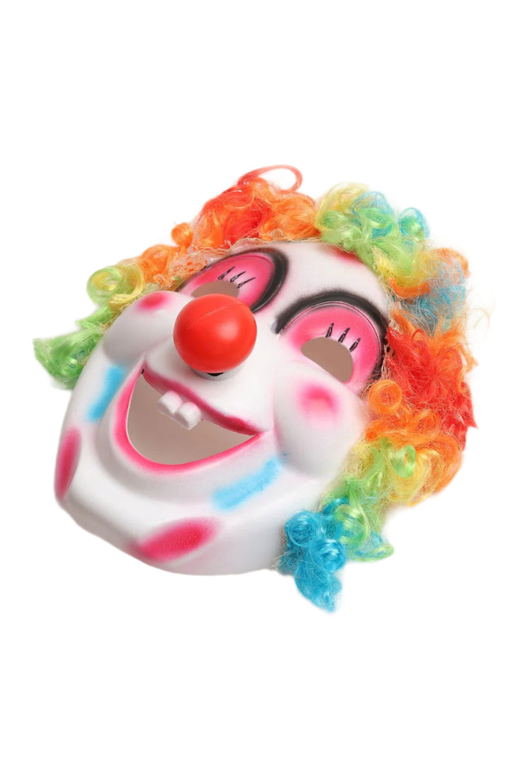 Multicolor Holi Theme Colorful Face Protection Mask With Attached Hair