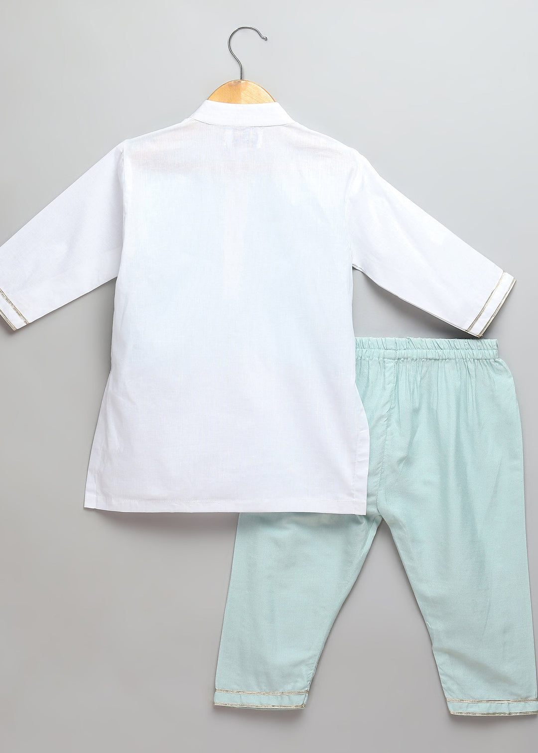 Holi Hai Bhai Embroidered Blue Kurta With Off White Pyjama Set