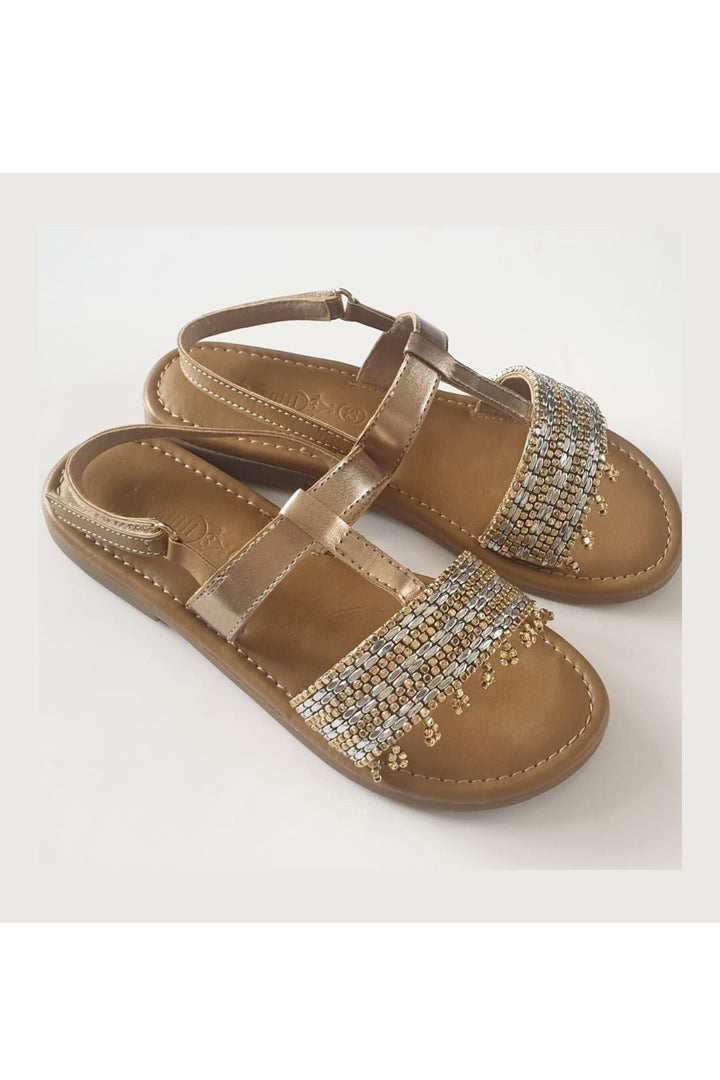 Beige Embroidered kolhapuri sandals
