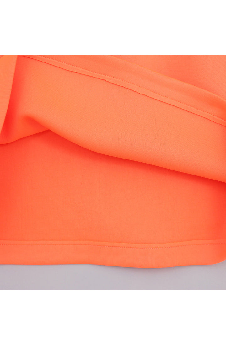 Neon Orange Pearl Detailing Bow Sleeveless Dress