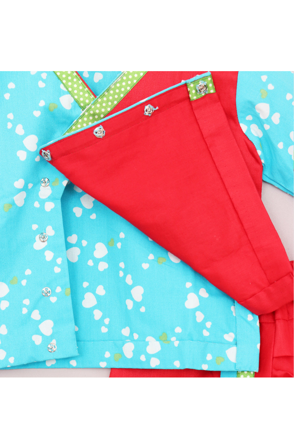 Sky Blue And Red Dancing Elephant Sequins Embroidered Jamna Set