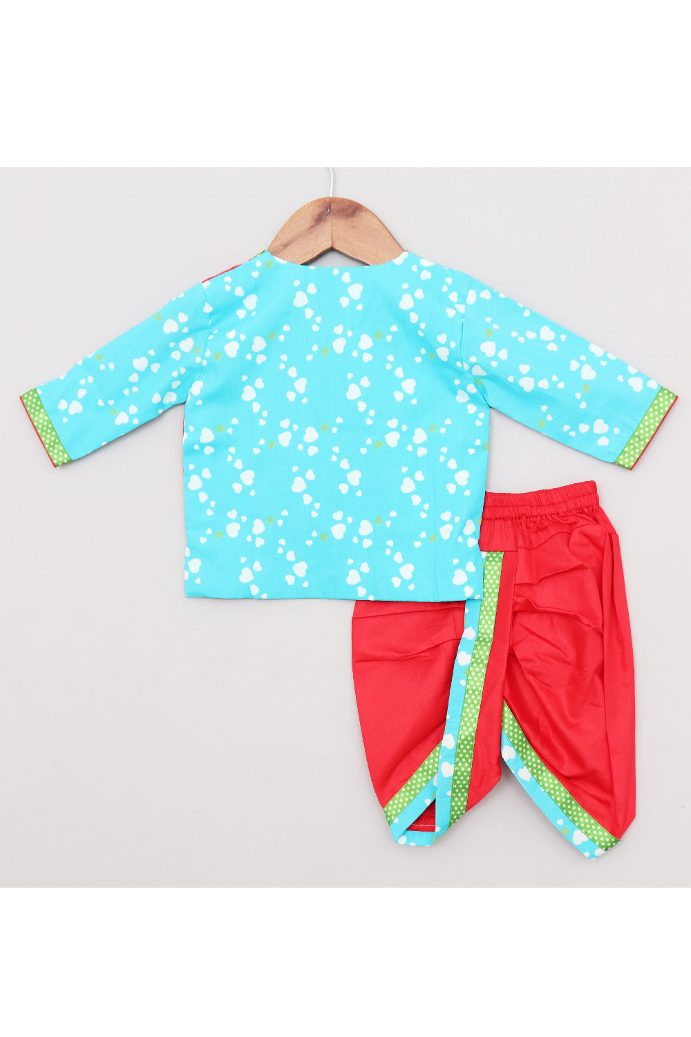 Sky Blue And Red Dancing Elephant Sequins Embroidered Jamna Set
