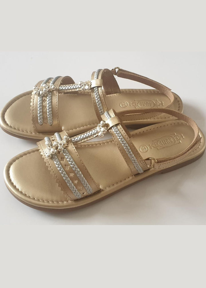 Matte Gold And Silver Cushioned kolhapuri sandal