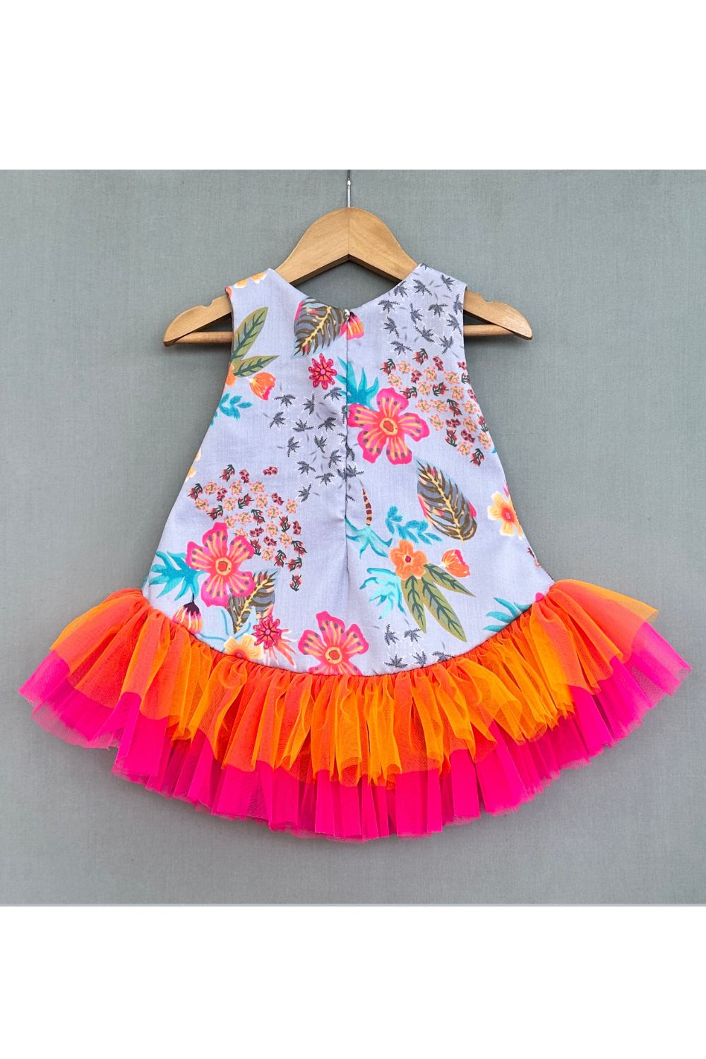 Multicolour Floral Printed Dress With Colourful Frills