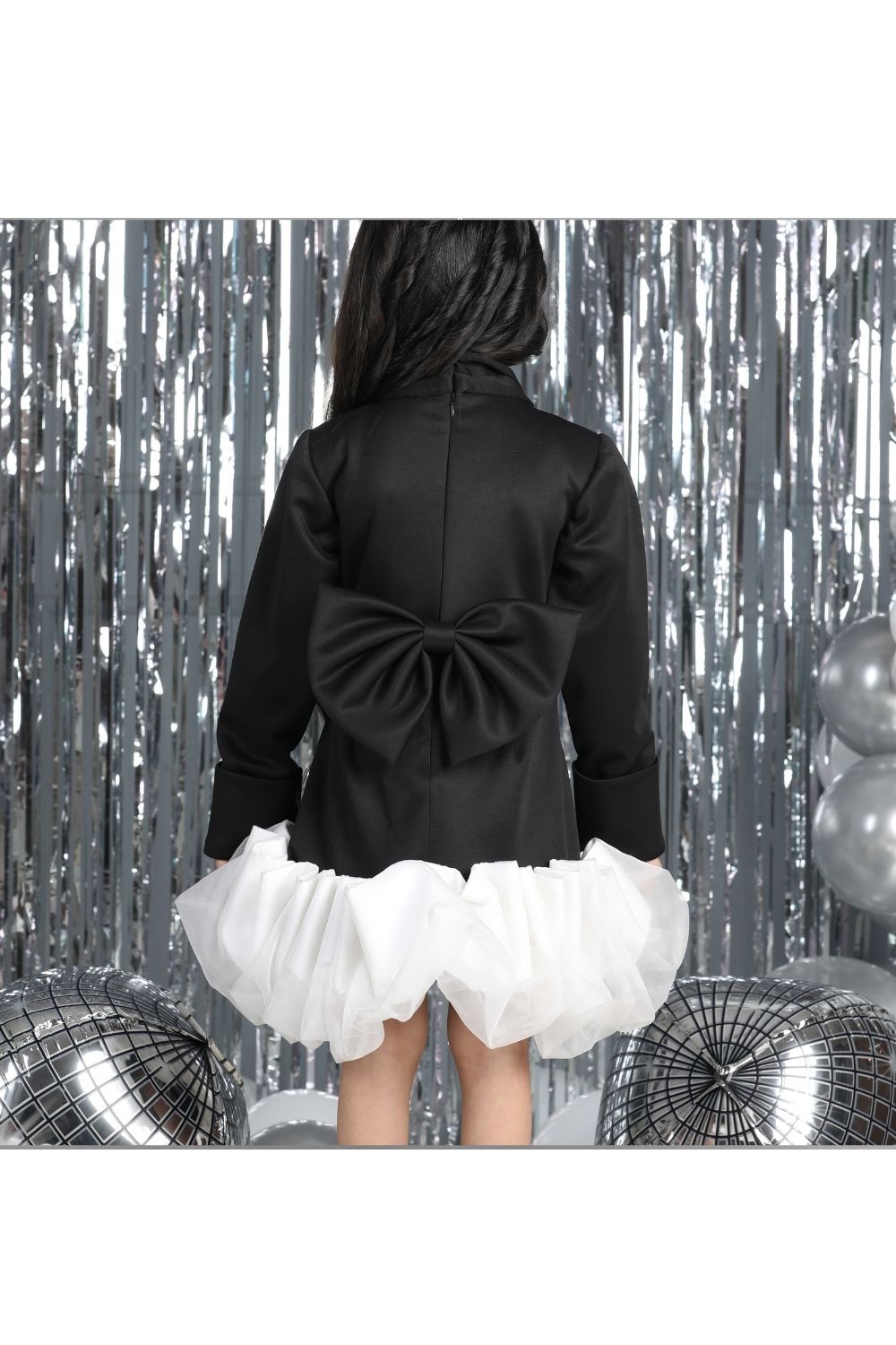 Black Neoprene Work Stone And Tulle One Piece Dress