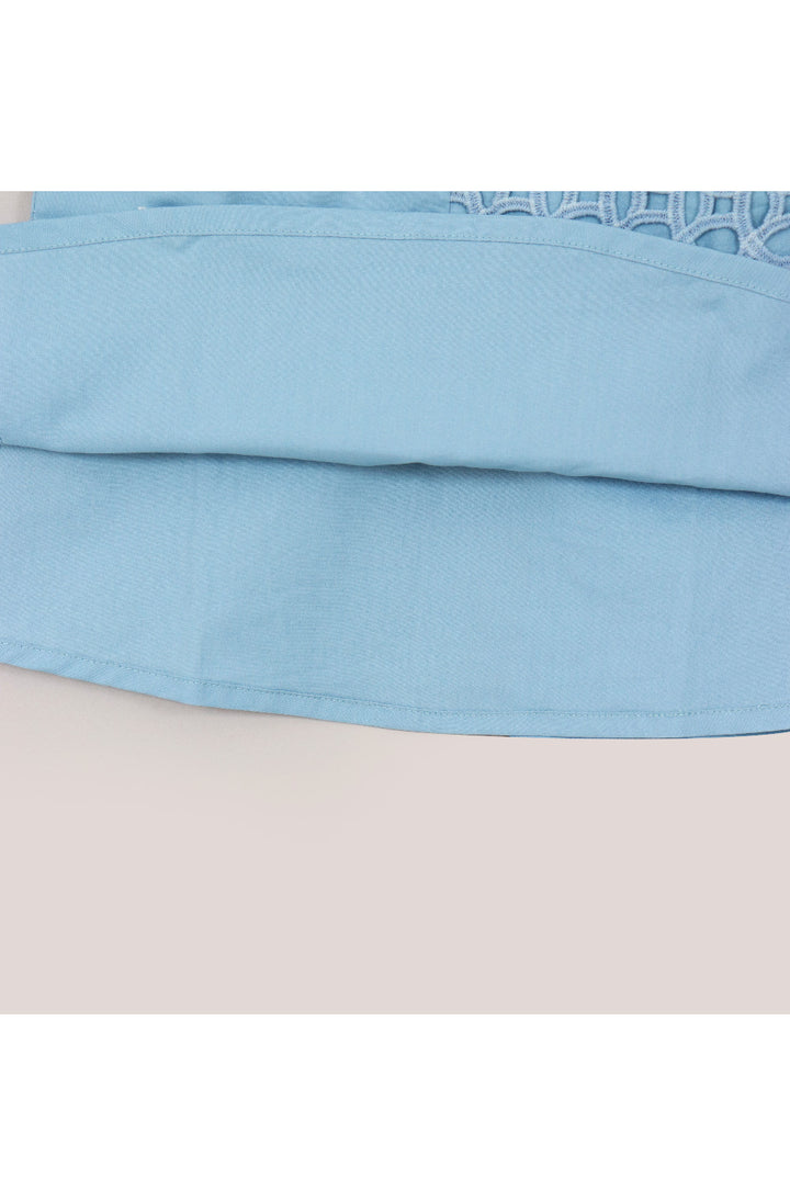 Blue Cotton Short Sleeves Top With Jogger Set