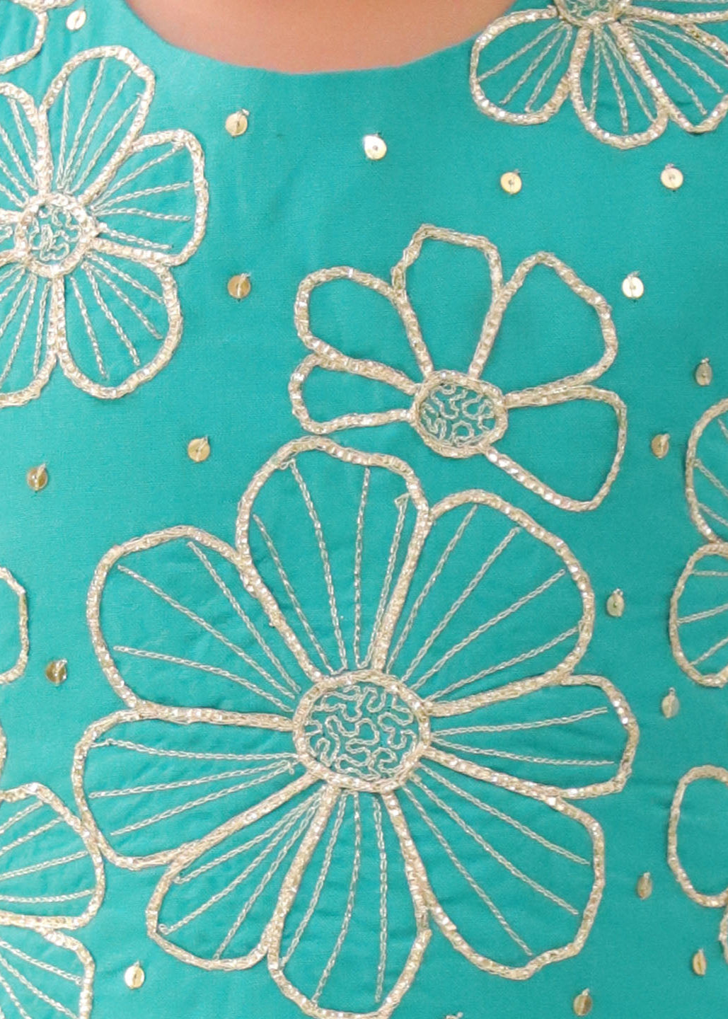 Green Heart Pattern Foil Printed Crop Top With Dhoti Set