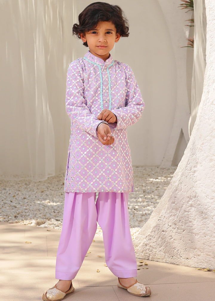 Lilac Embroidered Kurta with Salwar Set