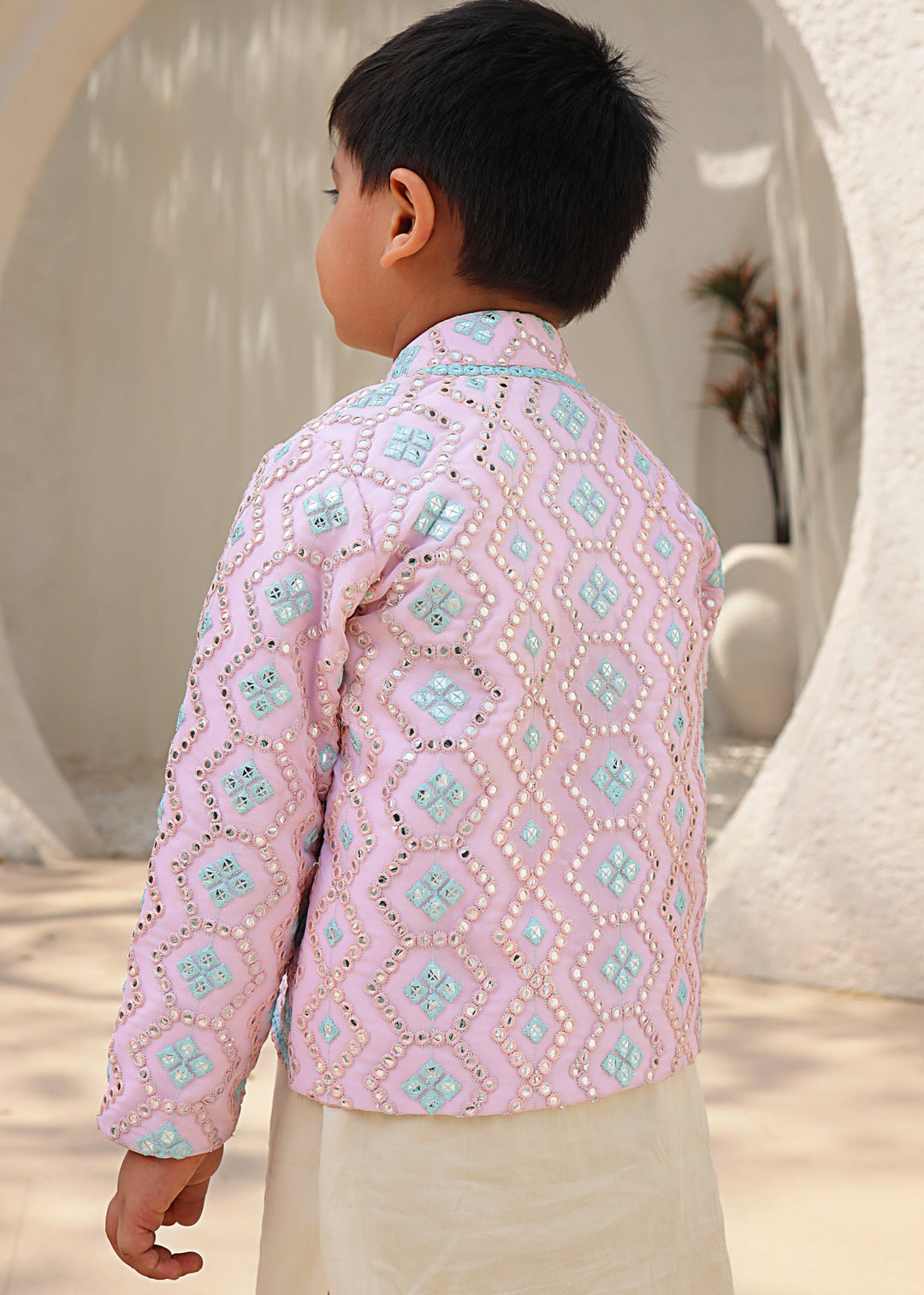 Baby Pink Embroidered Kurta Pant with jacket set