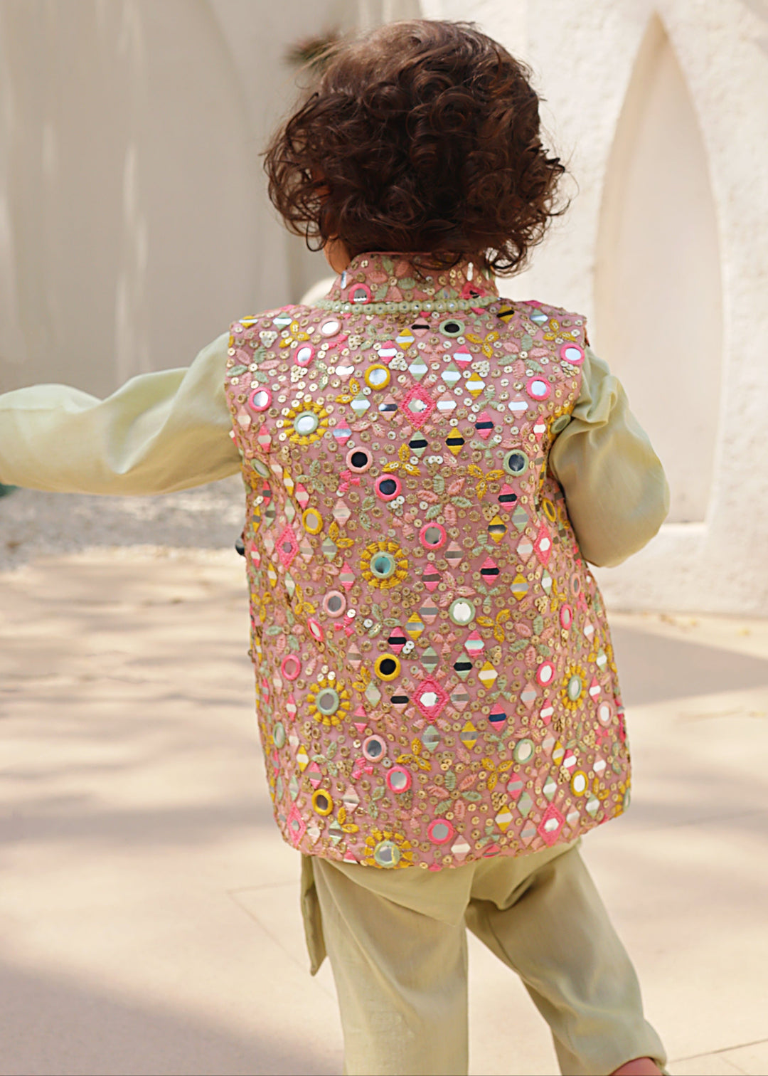 Pista Green Embroidered Kurta Pant with jacket set