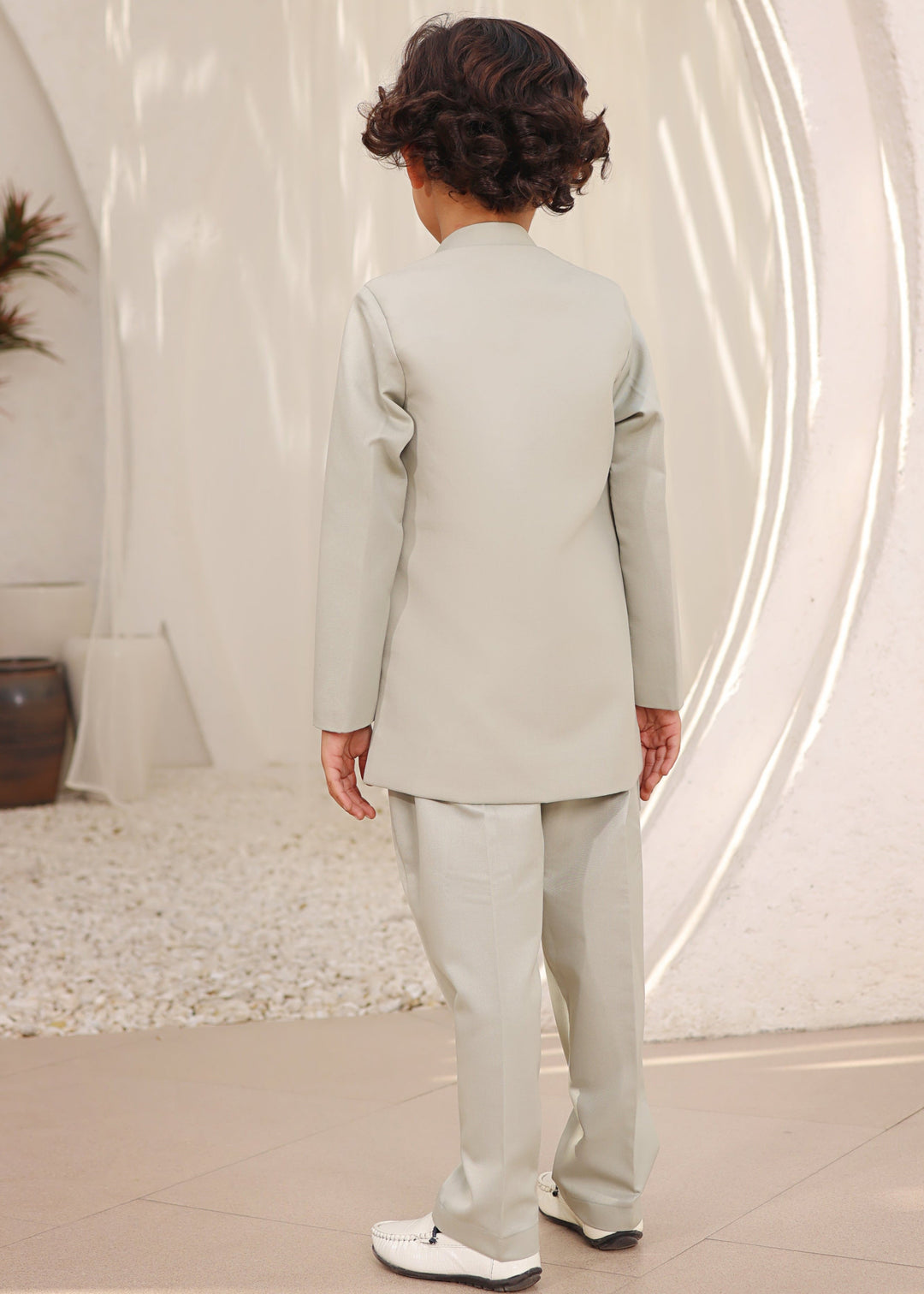 Green Deer Motif Bandgala With Pant Set