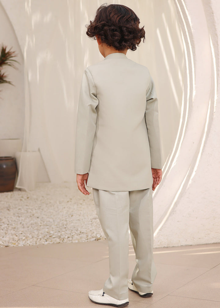 Green Deer Motif Bandgala With Pant Set