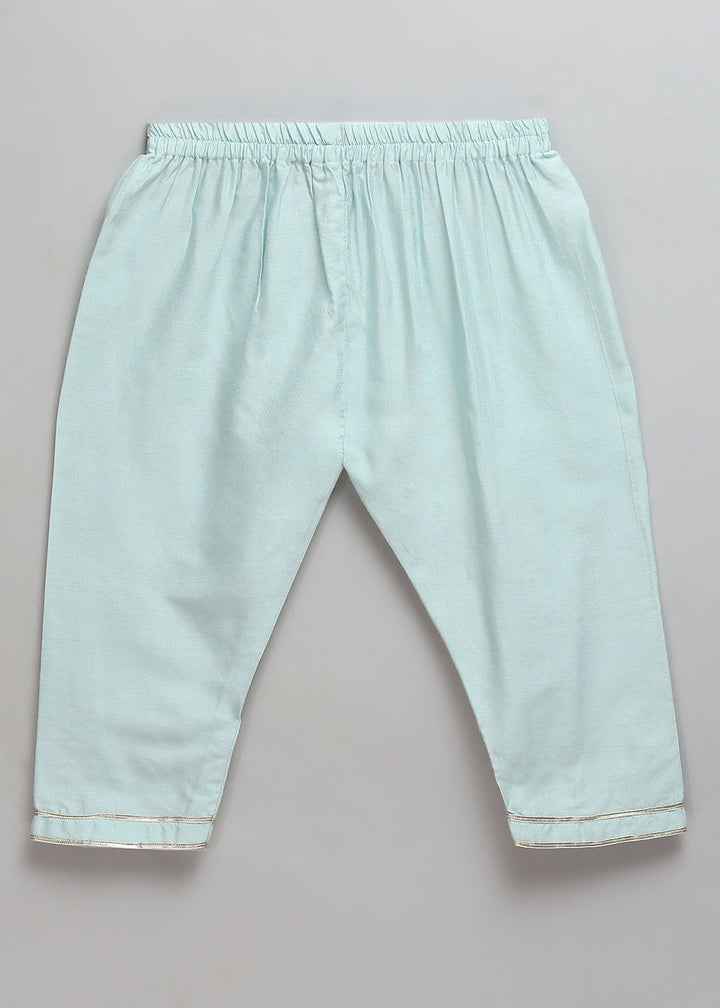 Holi Hai Bhai Embroidered Blue Kurta With Off White Pyjama Set