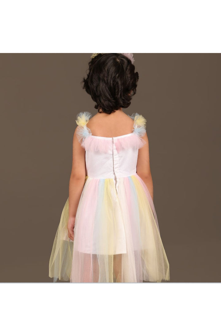 Pastel Carnival Multicolour Net Cotton Frock