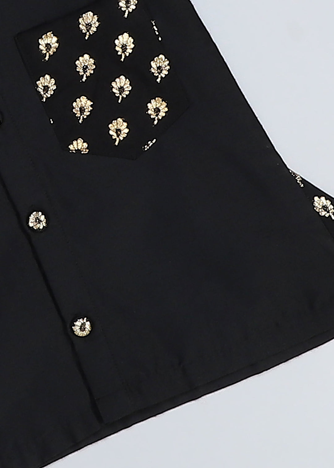 Black Cotton Silk Shirt Lungi With Patka Set