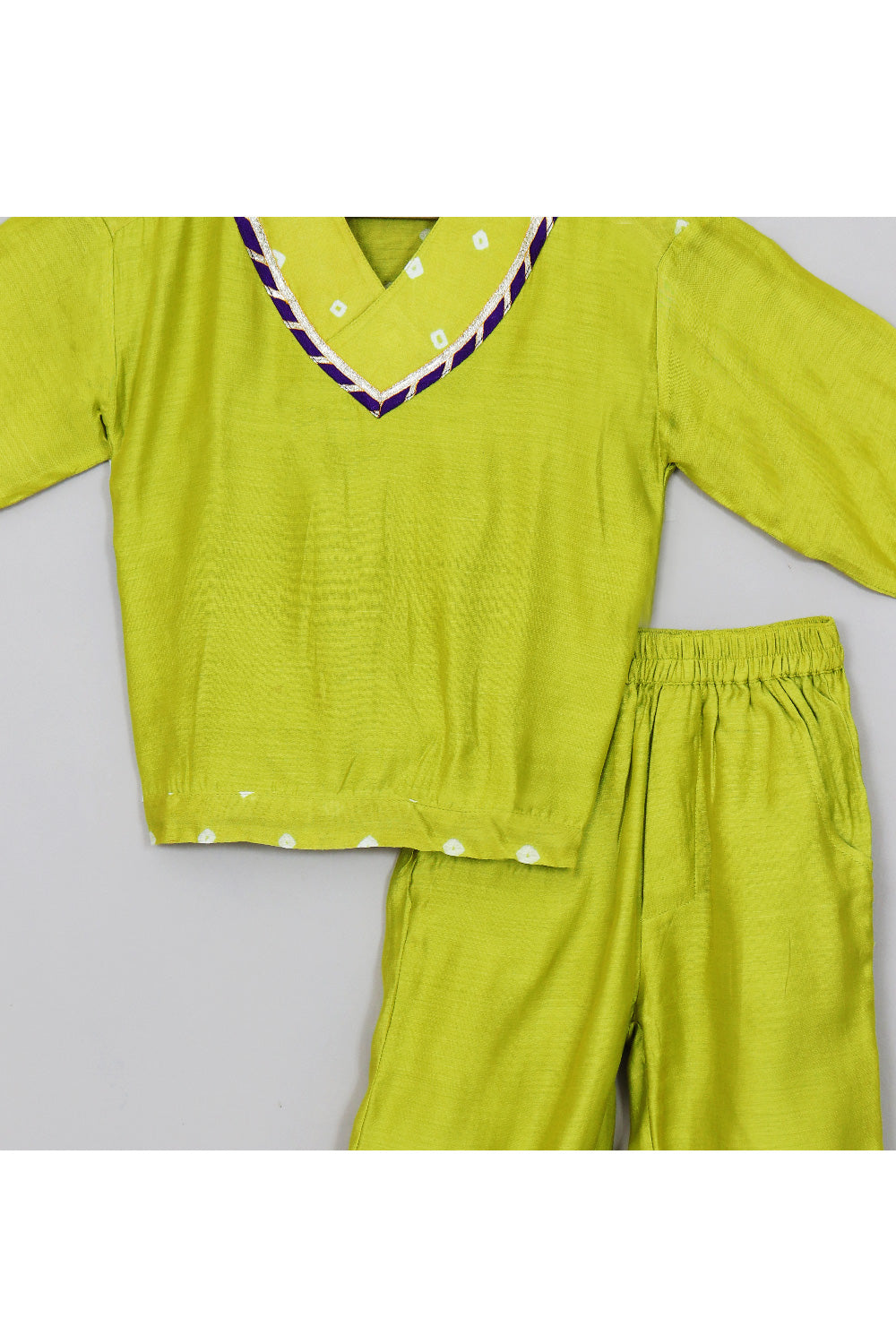 Lime Green Lace Detailing T-Shirt With Jogger Set