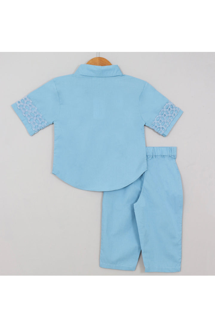 Blue Cotton Shirt With Pant Set