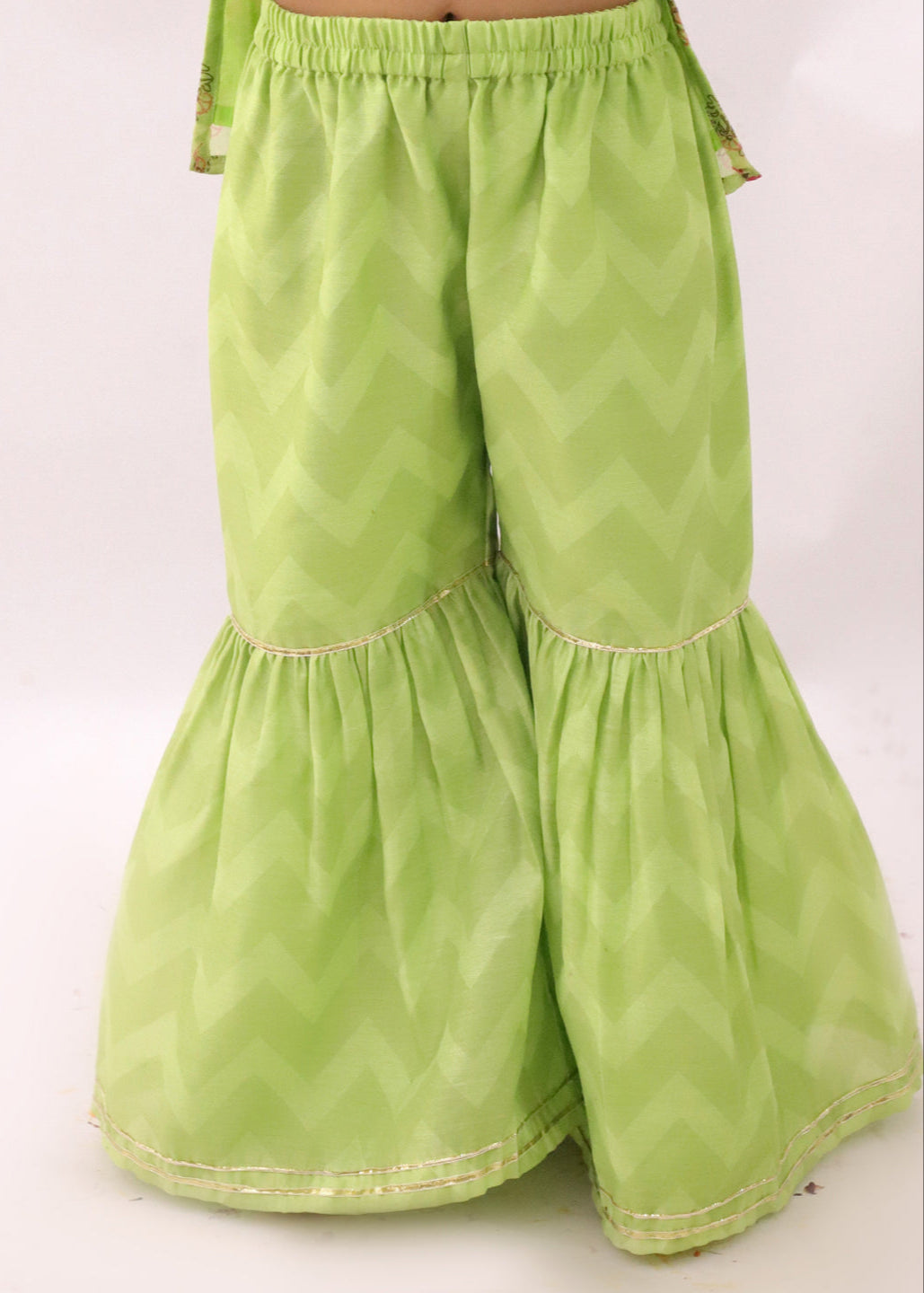 Green Abstract Printed Kurta Sharara With Dupatta Set